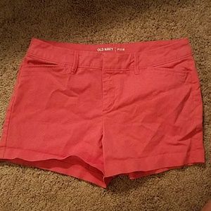 Coral pink chino shorts